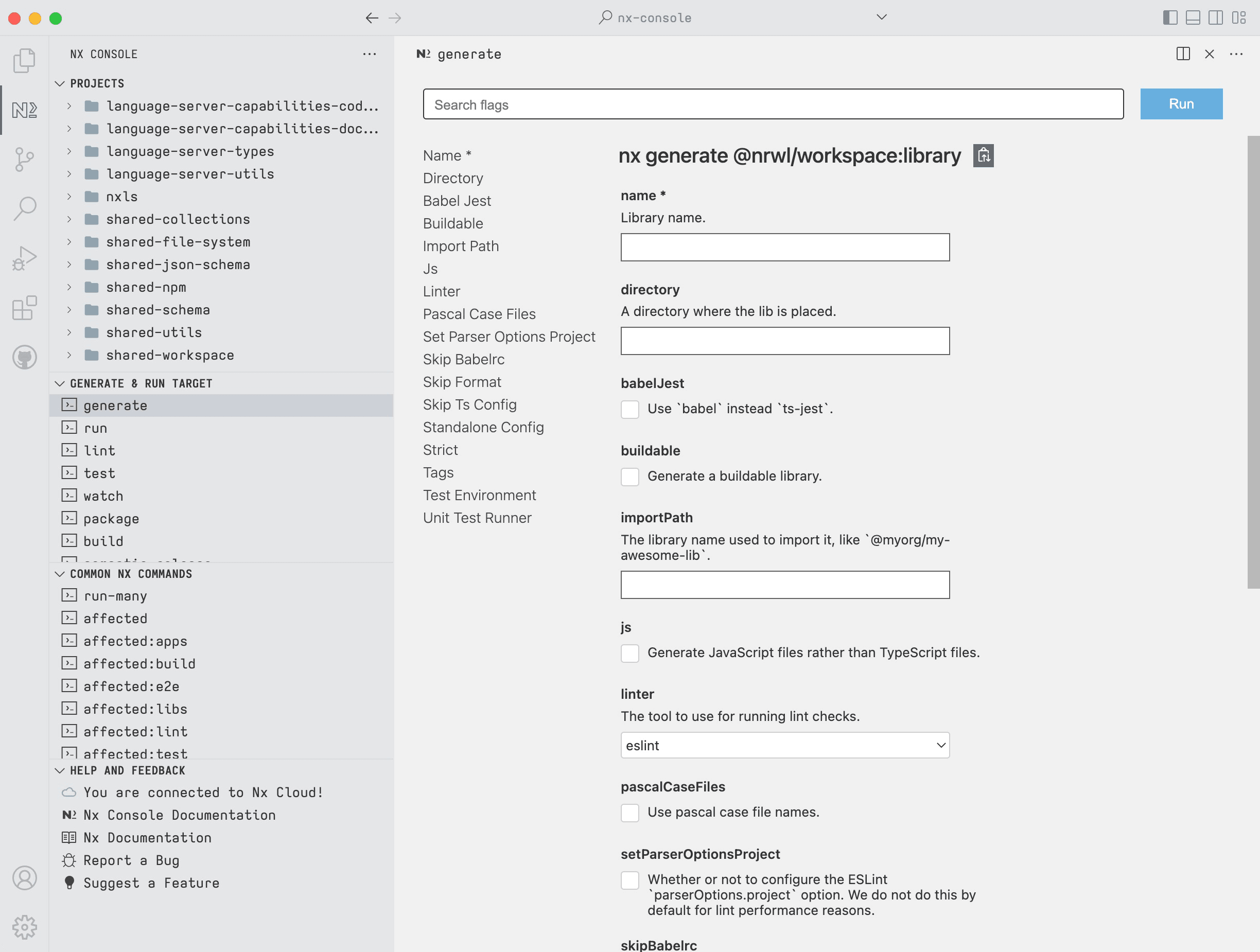 Nx Console VSCode Plugin